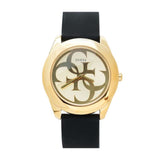Guess G Twist Gold Dial Black Leather Strap Watch for Women - W0911L3 Buy Now By Guess