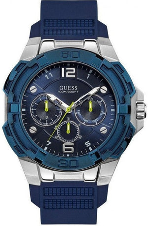 Guess Genesis Multi Function Analog Blue Dial Blue Rubber Strap Watch For Men - W1254G1 Buy Now By Guess