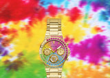Guess Sugarrush Quartz Multicolor Dial Gold Steel Strap Watch For Women - GW0258L1 Buy Now By Guess