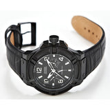 Guess Rigor Analog Black Dial Black Leather Strap Watch For Men - W0040G1 Buy Now By Guess