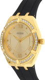 Guess Cosmo Diamonds Gold Dial Black Rubber Strap Watch for Women - GW0034L1 Buy Now By Guess