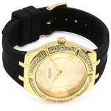 Guess Cosmo Diamonds Gold Dial Black Rubber Strap Watch for Women - GW0034L1 Buy Now By Guess