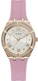 Guess Cosmo Diamonds Silver Dial Pink Silicone Strap Watch for Women - GW0034L3 Buy Now By Guess