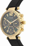 Guess Solstice Green Dial Black Rubber Strap Watch for Women - GW0113L1 Buy Now By Guess