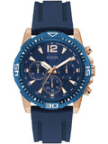 Guess Commander Blue Dial Blue Rubber Strap Watch for Men - GW0211G4 Buy Now By Guess