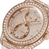 Guess Sport Multifunction Crystals Rose Gold Dial White Rubber Strap Watch For Women - GW0439L3 Buy Now By Guess