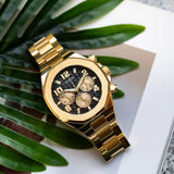 Guess Empire Quartz Black Dial Gold Steel Strap Watch For Men - GW0489G2 Buy Now By Guess