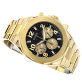 Guess Empire Quartz Black Dial Gold Steel Strap Watch For Men - GW0489G2 Buy Now By Guess