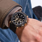 Guess Edge Chronograph Black Dial Black Leather Strap Watch For Men - GW0492G1 Buy Now By Guess
