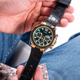 Guess Edge Chronograph Green Dial Black Leather Strap Watch For Men - GW0492G3 Buy Now By Guess