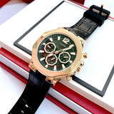 Guess Edge Chronograph Green Dial Black Leather Strap Watch For Men - GW0492G3 Buy Now By Guess