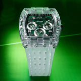 Guess Phoenix Quartz Green Dial Transparent Silicone Strap Watch For Men - GW0499G8 Buy Now By Guess