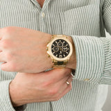 Guess Edge Chronograph Black Dial Gold Steel Strap Watch For Men - GW0539G2 Buy Now By Guess