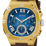 Guess Headline Chronograph Blue Dial Brown Silicone Strap Watch For Men - GW0571G5 Buy Now By Guess