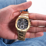 Guess Headliner Multifunction Black Dial Gold Steel Strap Watch For Men - GW0572G2 Buy Now By Guess