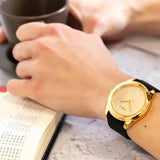 Guess Cubed Analog Gold Dial Black Silicone Strap Watch For Women - GW0665L1 Buy Now By Guess