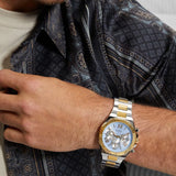 Guess Equity Analog Blue Dial Two Tone Steel Strap Watch For Men - GW0703G3 Buy Now By Guess