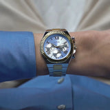 Guess Equity Analog Blue Dial Two Tone Steel Strap Watch For Men - GW0703G3 Buy Now By Guess