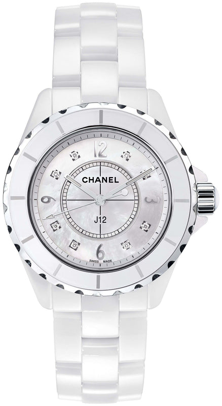 Chanel J12 Diamonds Quartz Ceramic White Dial White Steel Strap Watch for Women - J12 H2422 Buy Now By Chanel