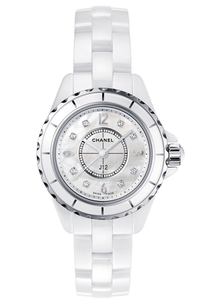 Chanel J12 Diamonds Quartz Mother of Pearl White Dial White Steel Strap Watch for Women - J12 H2570 Buy Now By Chanel