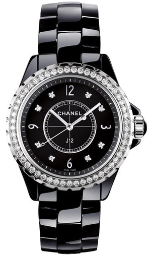Chanel J12 Diamonds Ceramic Black Dial Black Steel Strap Watch for Women - J12 H3108 Buy Now By Chanel