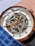 Fossil Townsman Automatic Skeleton White Dial Brown Leather Strap Watch for Men - ME3078 Buy Now By Fossil