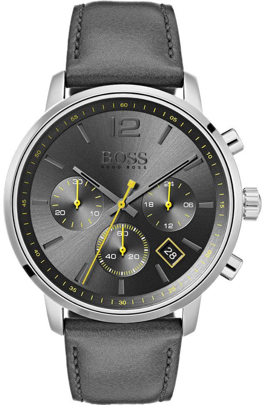 Hugo Boss Attitude Grey Dial Grey Leather Strap Watch for Men - 1513658 Buy Now By Hugo Boss
