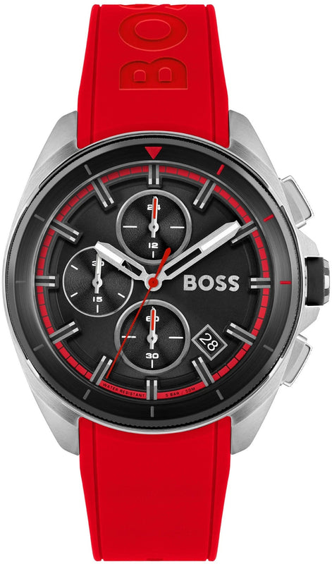 Hugo Boss Volane Black Dial Red Rubber Strap Watch for Men - 1513959 Buy Now By Hugo Boss