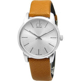 Calvin Klein City Silver Dial Light Brown Leather Strap Watch For Women- K2G23120 Buy Now By Calvin Klein
