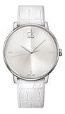 Calvin Klein Accent Silver Dial White Leather Strap Watch for Women - K2Y2Y1KW Buy Now By Calvin Klein