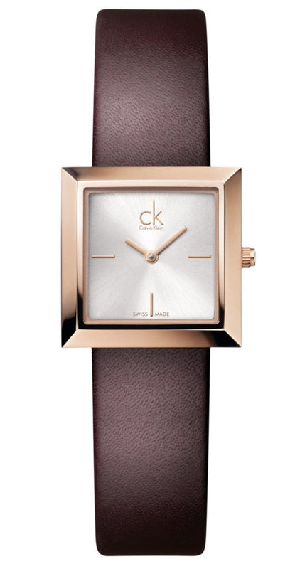 Calvin Klein Mark White Dial Brown Leather Strap Watch for Women - K3R236G6 Buy Now By Calvin Klein