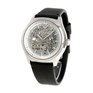 Emporio Armani Meccanico White Skeleton Dial Black Leather Strap Watch For Men - AR60003 Buy Now By Emporio Armani