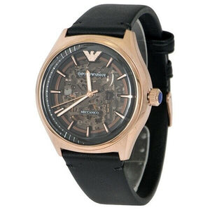 Emporio Armani Meccanico Black Dial Black Leather Watch For Men - AR60004 Buy Now By Emporio Armani