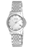 Gucci G Timeless Diamonds Mother of Pearl Dial Silver Steel Strap Watch For Women - YA126504 Buy Now By Gucci