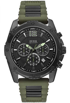 Guess Sport Chronograph Black Dial Green Silicone Strap Watch for Men - W0167G4 Buy Now By Guess