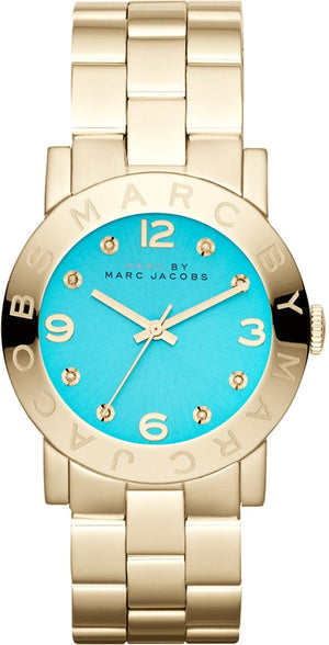 Marc Jacobs Amy Blue Dial Gold Steel Strap Watch for Women - MBM3220 Buy Now By Marc Jacobs