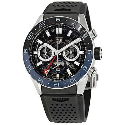 Tag Heuer Carrera Automatic Chronograph Steel & Ceramic Black Dial Black Rubber Strap Watch for Men - CBG2A1Z.FT6157 Buy Now By Tag Heuer
