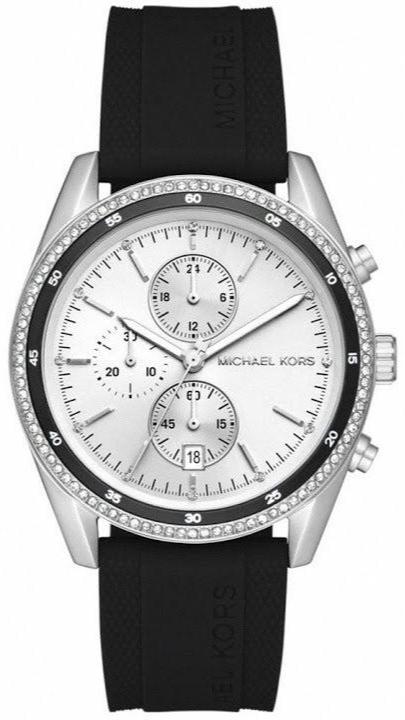 Michael Kors Hadyn Chronograph Silver Dial Black Rubber Strap Watch for Women - MK7486 Buy Now By Michael Kors