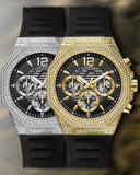 Guess Momentum Chronograph Diamonds Black Dial Black Silicone Strap Watch For Men - GW0518G2 Buy Now By Guess