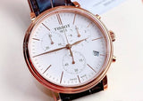 Tissot Carson Premium Chronograph White Dial Brown Leather Strap Watch For Men - T122.417.36.011.00 Buy Now By Tissot