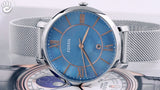 Fossil Jacqueline Mother of Pearl Blue Dial Silver Mesh Strap Watch for Women - ES4322 Buy Now By Fossil