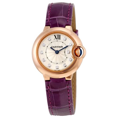 Cartier Ballon Bleu Diamonds White Dial Pink Leather Strap Watch for Women - WE902050 Buy Now By Cartier