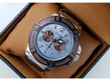 Guess Rigor Analogue Quartz Blue Dial Brown Leather Strap Watch For Men - W0040G10 Buy Now By Guess
