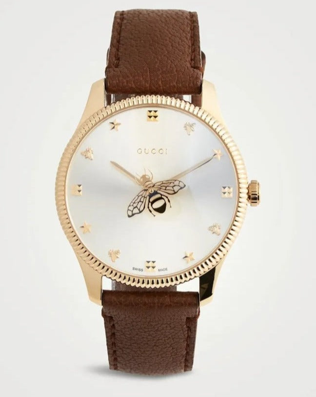 Gucci G Timeless Quartz Silver Dial Brown Leather Strap Watch For Women - YA1265022 Buy Now By Gucci