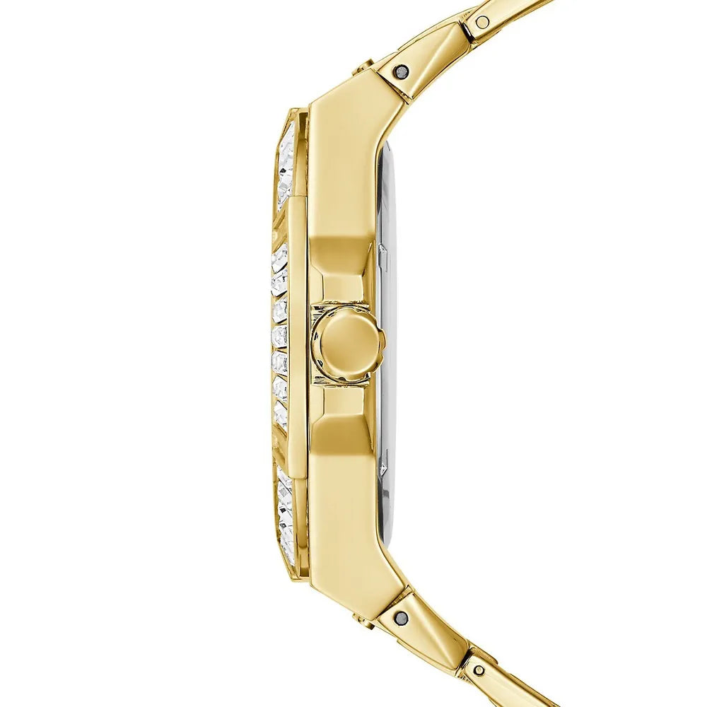 Guess Zeus Diamonds Gold Dial Gold Steel Strap Watch for Men - GW0209G2 Buy Now By Guess