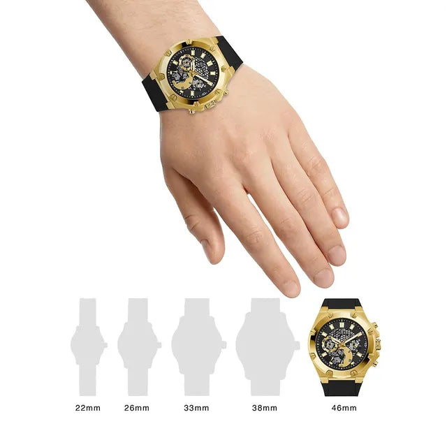 Guess Third Gear Multifunction Black Dial Black Rubber Strap Watch for Men - GW0334G2 Buy Now By Guess