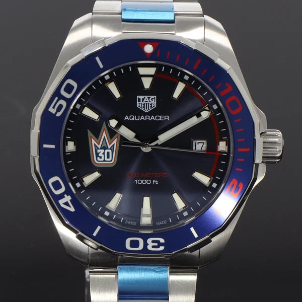 Tag Heuer Aquaracer Henrik Lundqvist Special Edition Blue Dial Silver Steel Strap Watch for Men - WAY101J.BA0746 Buy Now By Tag Heuer