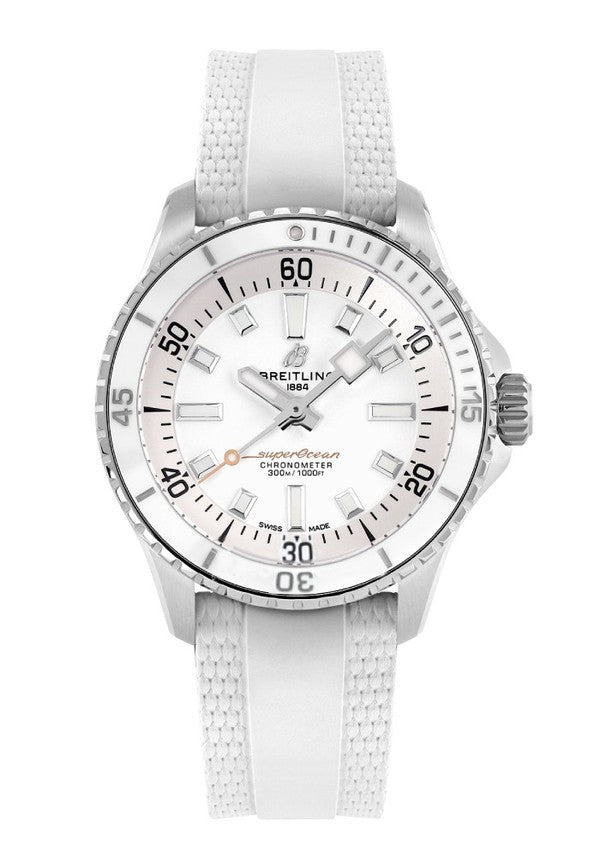 Breitling Superocean Automatic 36 White Dial White Rubber Strap Watch for Men - A17377211A1S1 Buy Now By Breitling