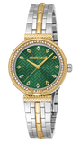 Just Cavalli Chiarezza Snake Core Green Dial Two Tone Steel Strap Watch for Women - RC5L078M0065