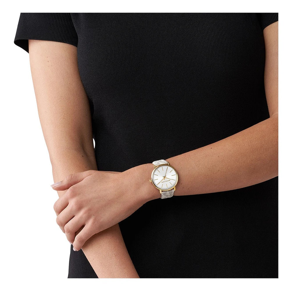 Michael Kors Pyper Quartz Silver Dial White Leather Strap Watch For Women - MK2858 Buy Now By Michael Kors